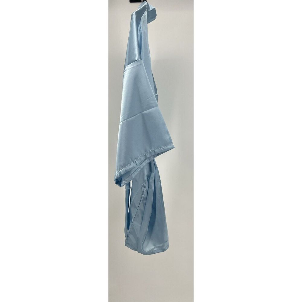 Satin Blue Bride Rhinestone Silk Bath Robe - Picture 7 of 9